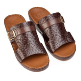 AN-7012 Brown - Ostrich Textured Luxury Handcrafted Arabic Sandal for Men