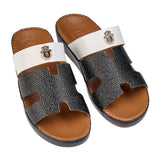 AN-7014 Black / Tan - Dual Tone Textured Luxury Handcrafted Arabic Sandal for Men