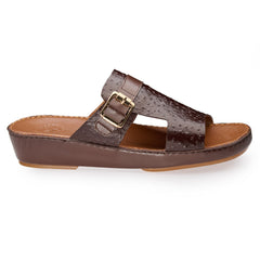 AN-7012 Brown - Ostrich Textured Luxury Handcrafted Arabic Sandal for Men