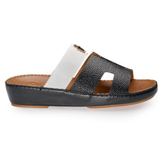 AN-7014 Black / Tan - Dual Tone Textured Luxury Handcrafted Arabic Sandal for Men