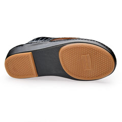 AN - 7015 Black / Tan - Glossy Croc-Textured Luxury Handcrafted Arabic Sandal for Men