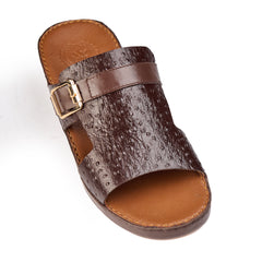 AN-7012 Brown - Ostrich Textured Luxury Handcrafted Arabic Sandal for Men