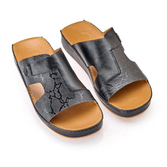VC - AC - 7040 - Black/ Tan - Luxury Arabic Sandal for Men