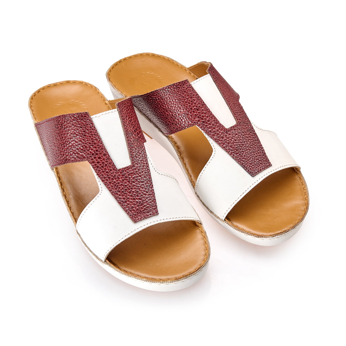 VC - AC - 7060 - White/ Tan - Luxury Arabic Sandal for Men