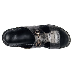 AN -7004  Full Black - Dual Textured Luxury Arabic Sandal for Men